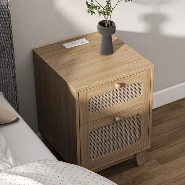 Beachcrest Home Aybar Manufactured Wood Rattan Nightstand & Reviews